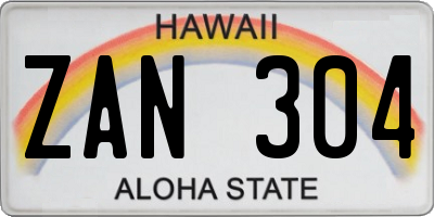HI license plate ZAN304
