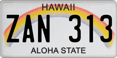 HI license plate ZAN313