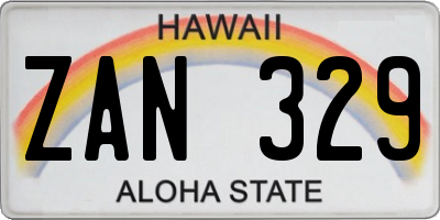 HI license plate ZAN329