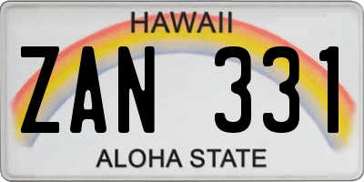 HI license plate ZAN331