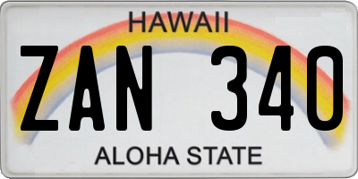 HI license plate ZAN340