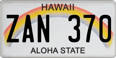 HI license plate ZAN370