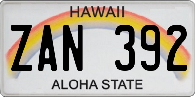 HI license plate ZAN392