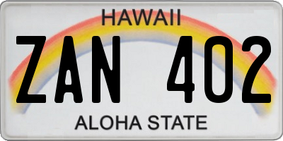 HI license plate ZAN402