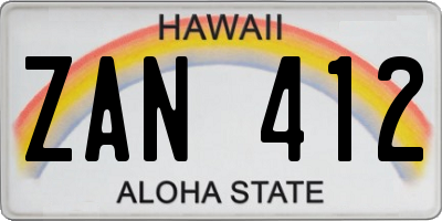 HI license plate ZAN412