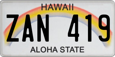 HI license plate ZAN419