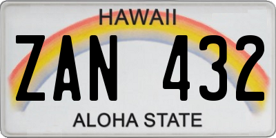 HI license plate ZAN432