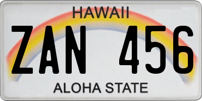 HI license plate ZAN456