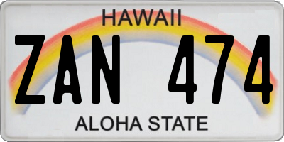 HI license plate ZAN474