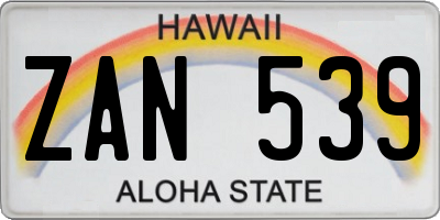 HI license plate ZAN539