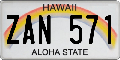 HI license plate ZAN571