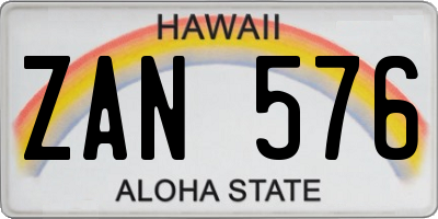 HI license plate ZAN576
