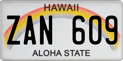 HI license plate ZAN609
