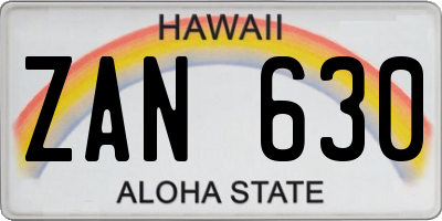 HI license plate ZAN630
