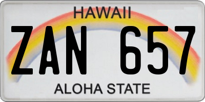 HI license plate ZAN657