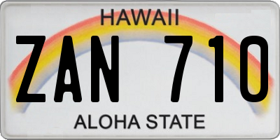 HI license plate ZAN710