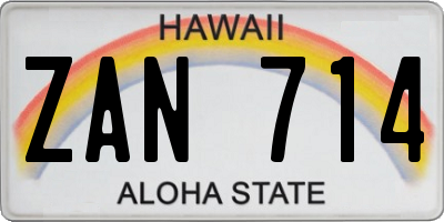 HI license plate ZAN714