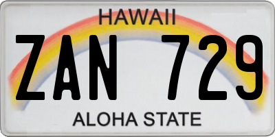 HI license plate ZAN729