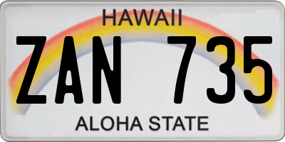 HI license plate ZAN735