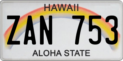 HI license plate ZAN753