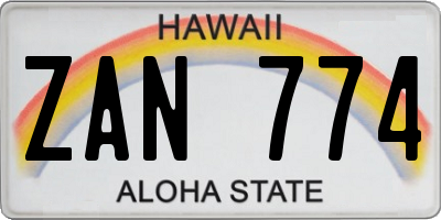 HI license plate ZAN774