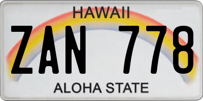 HI license plate ZAN778