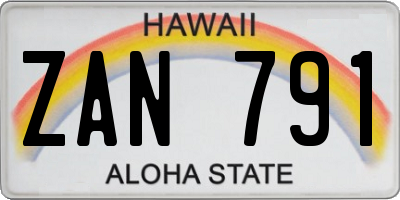 HI license plate ZAN791