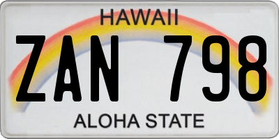 HI license plate ZAN798