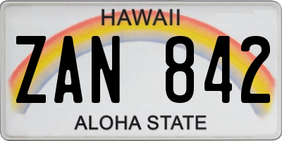 HI license plate ZAN842