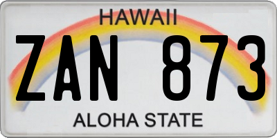 HI license plate ZAN873