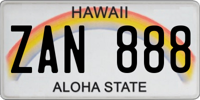 HI license plate ZAN888