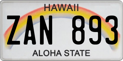 HI license plate ZAN893