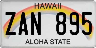 HI license plate ZAN895