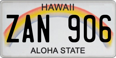 HI license plate ZAN906