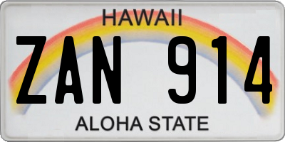 HI license plate ZAN914