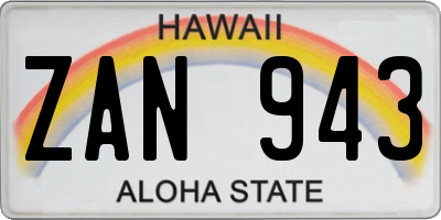 HI license plate ZAN943