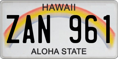 HI license plate ZAN961