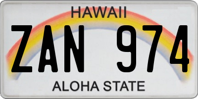 HI license plate ZAN974