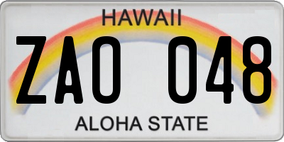 HI license plate ZAO048