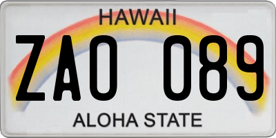 HI license plate ZAO089