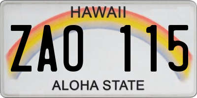 HI license plate ZAO115