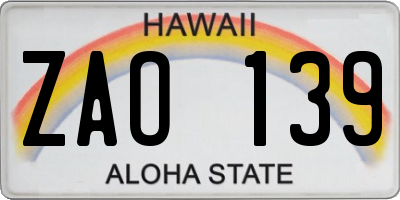 HI license plate ZAO139