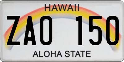 HI license plate ZAO150