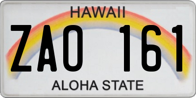 HI license plate ZAO161