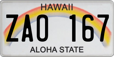 HI license plate ZAO167