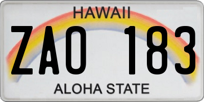 HI license plate ZAO183