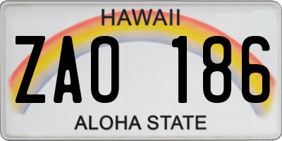 HI license plate ZAO186