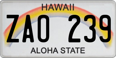 HI license plate ZAO239