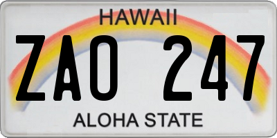 HI license plate ZAO247
