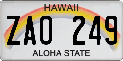 HI license plate ZAO249